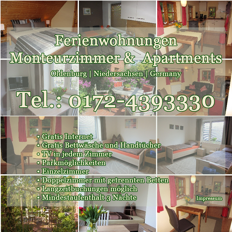 monteurzimmer und ferienwohnung oldenburg familie horn